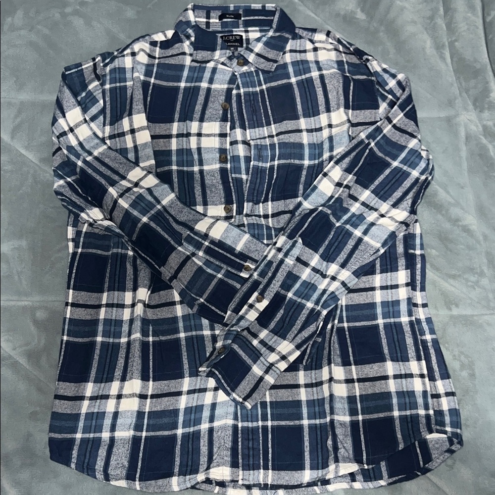 J. Crew Blue and White Plaid Men's Shirt